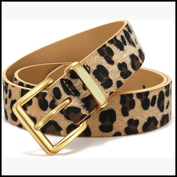 Faux Suede Leather Belt with Gold Buckle for Jeans Dresses main image 5